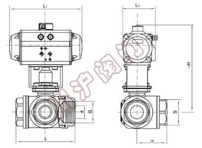 內(nèi)螺紋氣動(dòng)三通球閥結(jié)構(gòu)圖